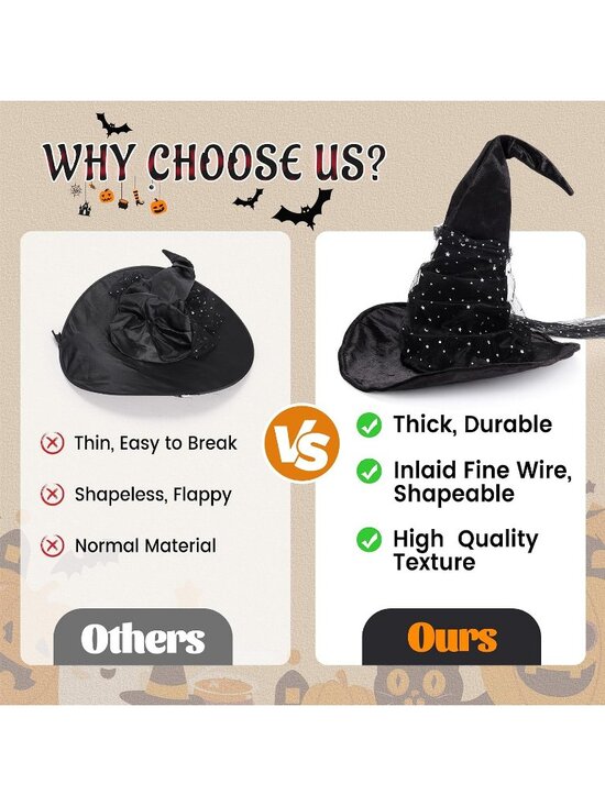 Vintage Black Witch Hat for Women Halloween Costume Accessory main image 7
